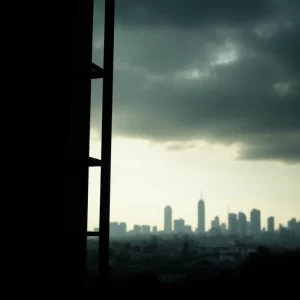 A dark jail cell with shadows representing mystery and tragedy