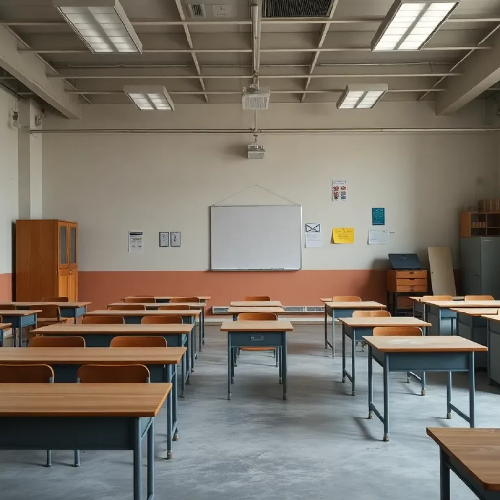 Closed Job Corps facility with empty classrooms