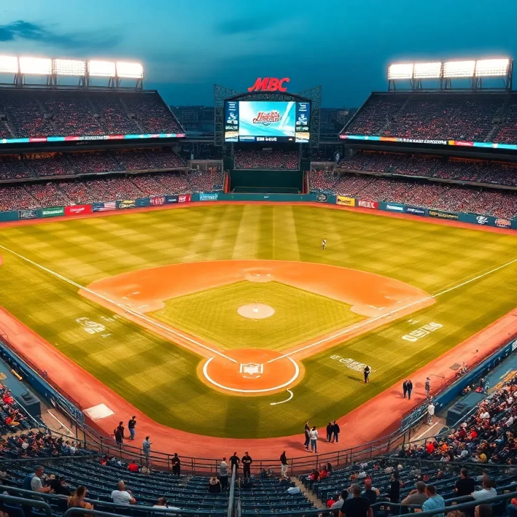 MLB Speedway Classic game setup with fans at Bristol Motor Speedway
