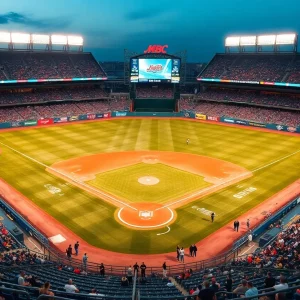 MLB Speedway Classic game setup with fans at Bristol Motor Speedway