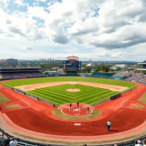 Baseball game at Bristol Motor Speedway.