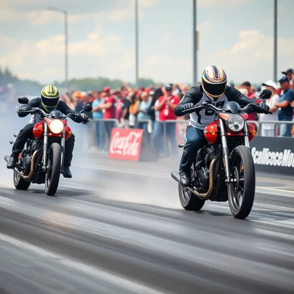 Motorcycles racing at NHRA Thunder Valley Nationals