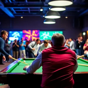 Billiards tournament action at the Q City 9-Ball Tour event.