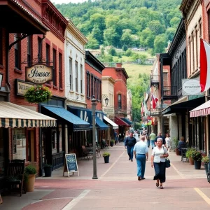 A vibrant downtown area in Tennessee featuring shops and restaurants