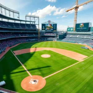 Tod Houston Field renovations with construction work visible