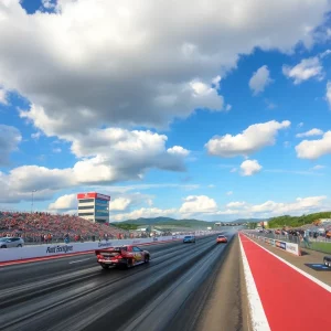 Tony Stewart racing at Bristol Dragway during NHRA event