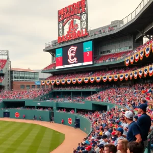 A large crowd at Bristol Motor Speedway during a Major League Baseball event.