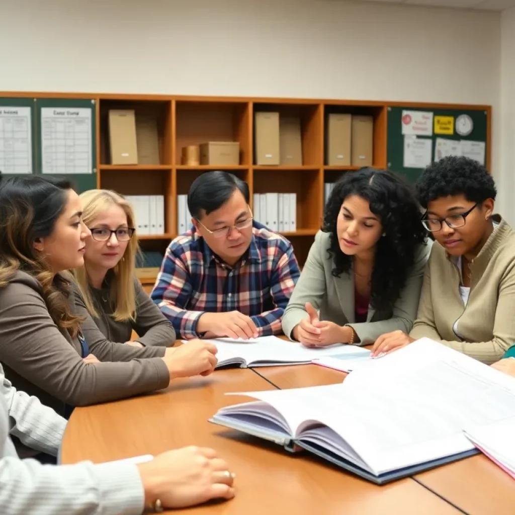 Bristol Township school board meeting room with members discussing educational budget.