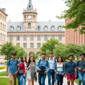 Diverse students at Columbia University campus