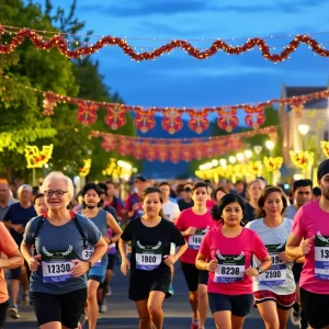 Participants running in the Crazy 8s 8K Run during Kingsport Fun Fest.