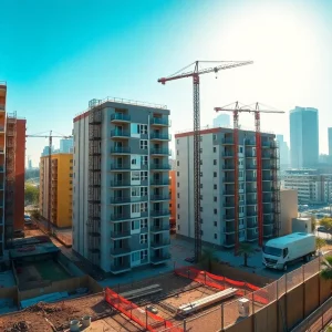 Construction site of new housing developments in California