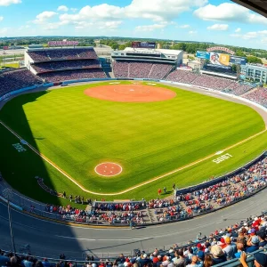 Baseball field on NASCAR racetrack for Speedway Classic