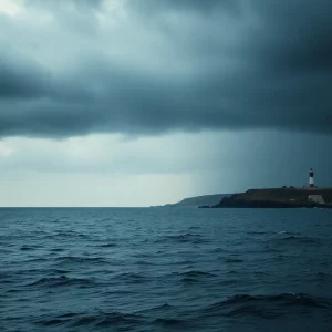 Pacific Ocean near Monterey County with dark skies