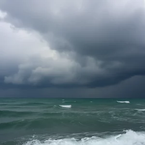 Dark clouds indicating a tropical storm approaching Florida