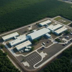 Overview of Alligator Alcatraz immigration detention facility in the Everglades