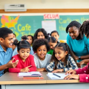 Students and teachers engaging in a positive school environment