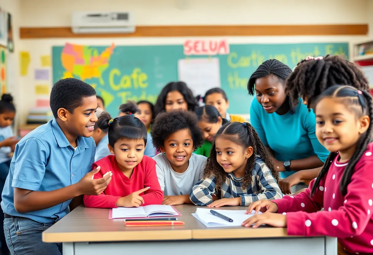 Students and teachers engaging in a positive school environment
