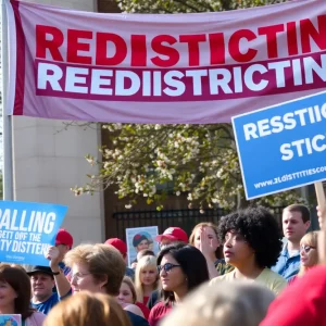 A politically engaged crowd at a redistricting rally in California.