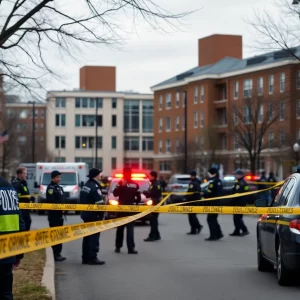 Crime scene near the CDC with police and emergency responders.