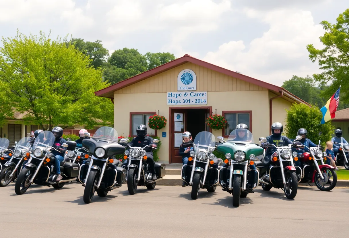 Motorcycles at a charity event for foster children