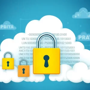 Illustration showing data security with cloud computing and locked data