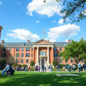 Students studying on King University campus