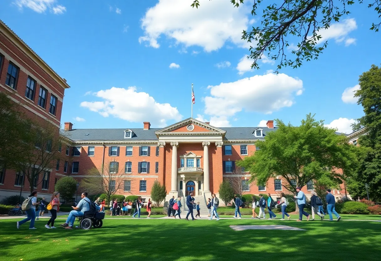 Students studying on King University campus