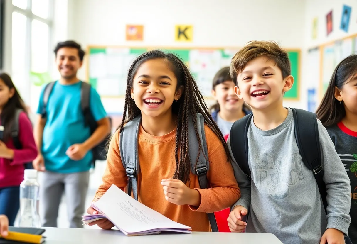Students celebrating recovery from scoliosis at Sequoyah High School.