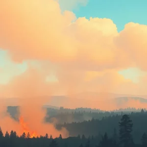 Michigan landscape with smoke from wildfires in the background