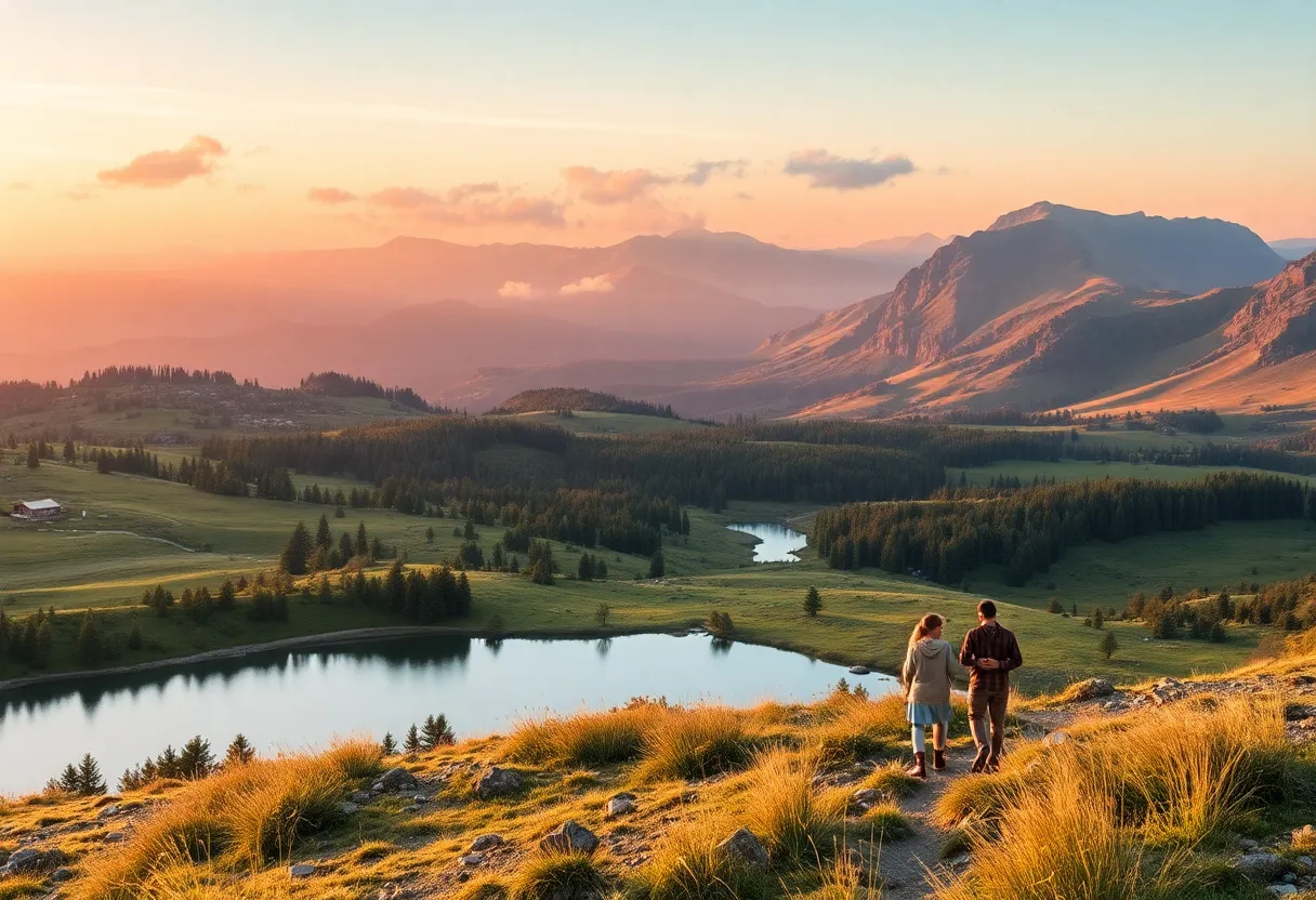 Scenic landscape representing adventure and community values