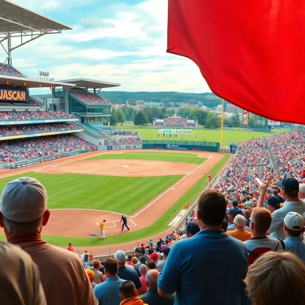 Fans at the historic MLB game between Braves and Reds at Bristol Motor Speedway