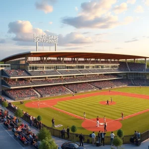 Rendering of the new baseball stadium in Bristol, Virginia.