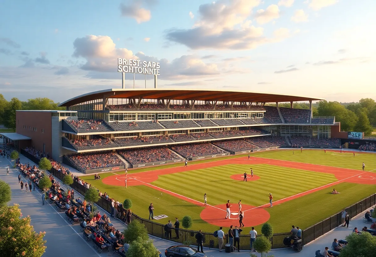 Rendering of the new baseball stadium in Bristol, Virginia.