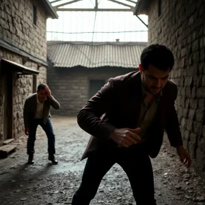 Illustration of a prison escape scene