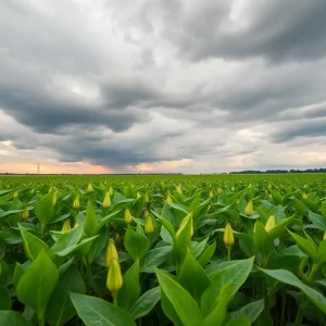Field of soybeans reflecting market turbulence