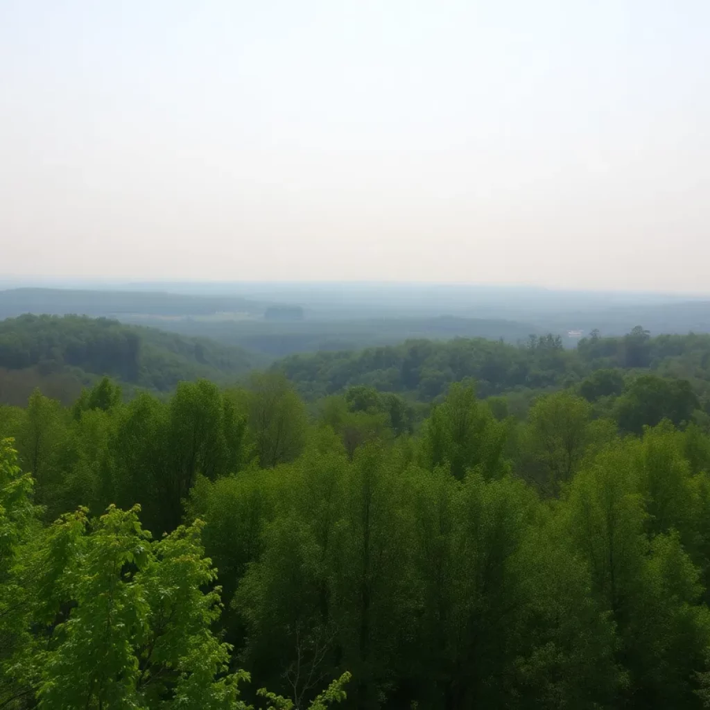 Hazy skies over Upstate New York during an air quality advisory