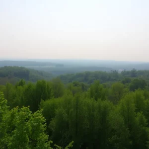 Hazy skies over Upstate New York during an air quality advisory
