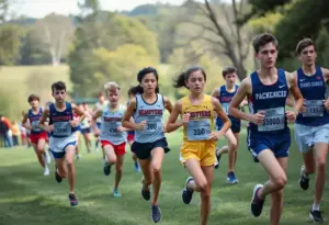 High school runners competing in the Bristol Cross at Steele Creek Park
