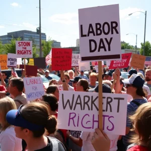 Crowd at Bristol Labor Day protest