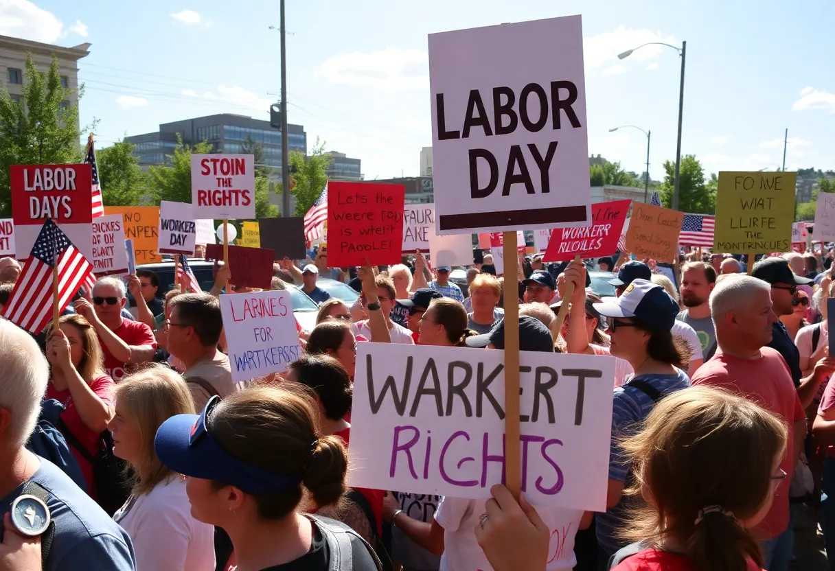 Crowd at Bristol Labor Day protest