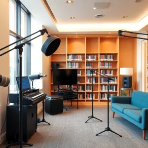 Audio booth at Bristol Public Library for community recordings