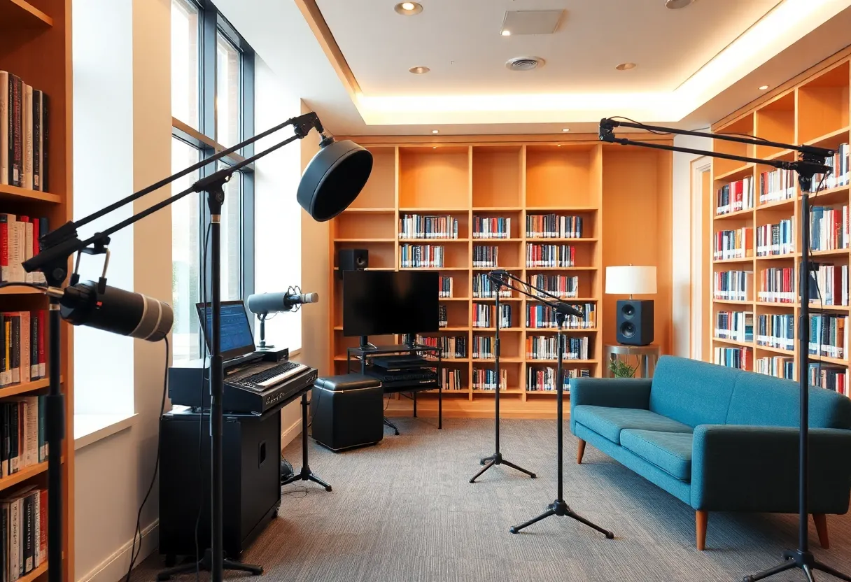 Audio booth at Bristol Public Library for community recordings