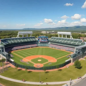 Architectural rendering of the new multi-use stadium in Bristol, Virginia