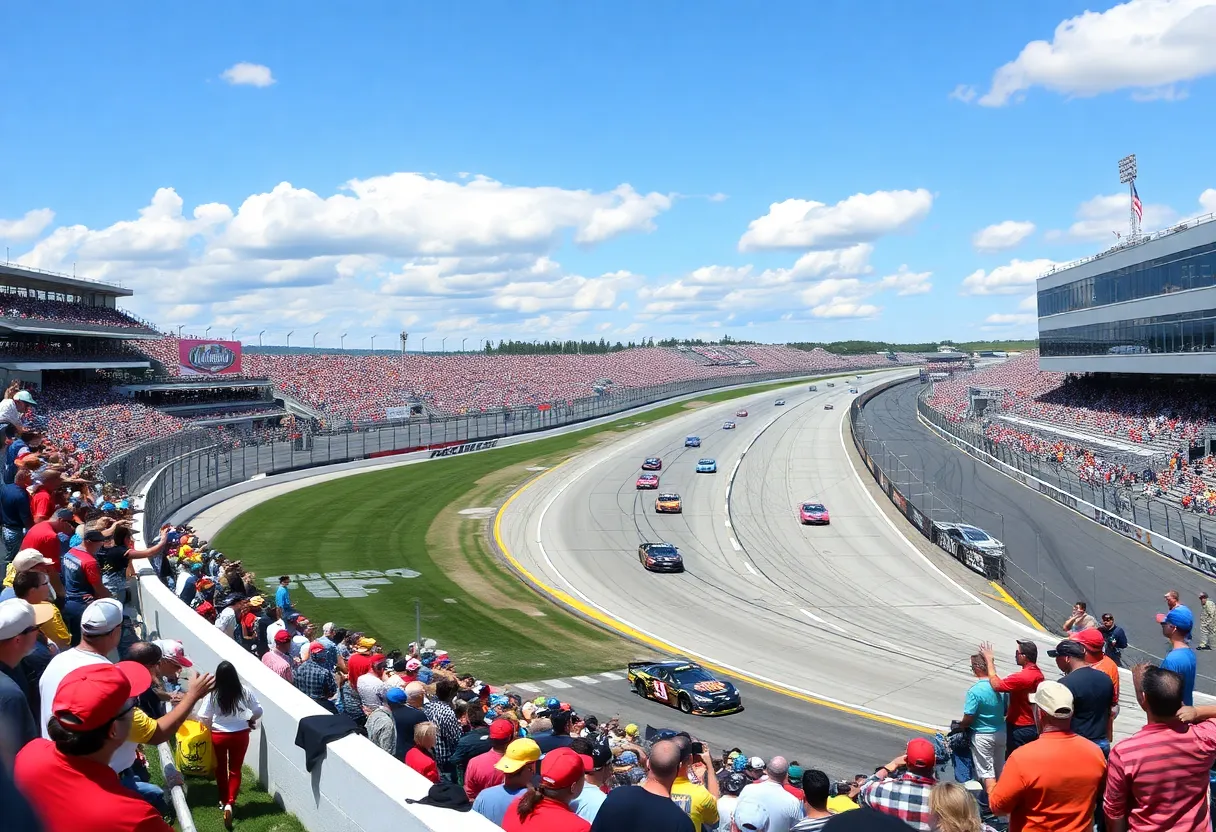 Exciting NASCAR race scene at Bristol Motor Speedway