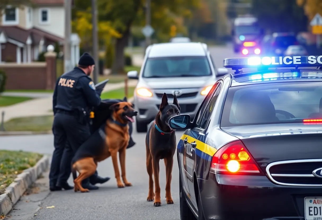 Bristol police car at a traffic stop with K-9 unit