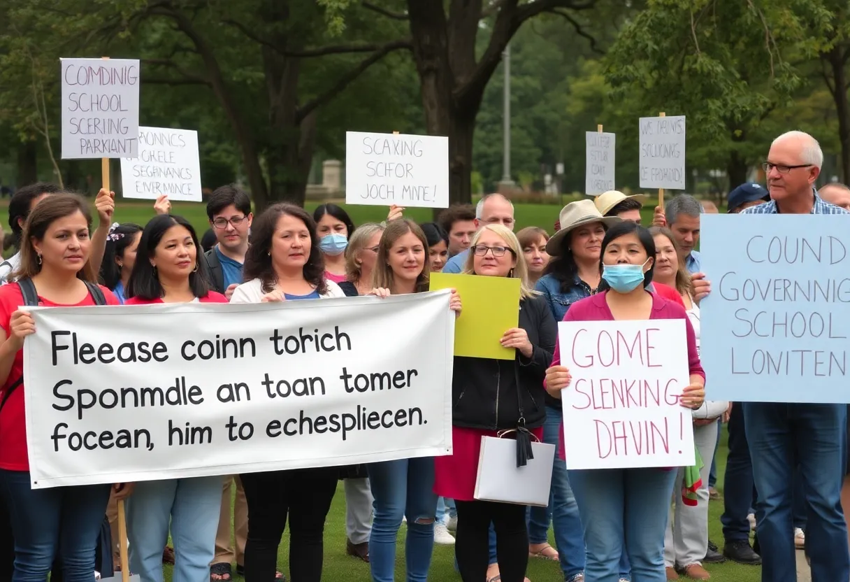 Residents protesting changes to school governance in Bristol, TN