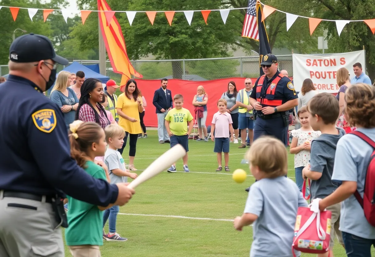 Families and first responders at the Bristol Virginia Back to School Bash