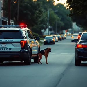 Police vehicle at a drug bust scene in Bristol, Virginia.