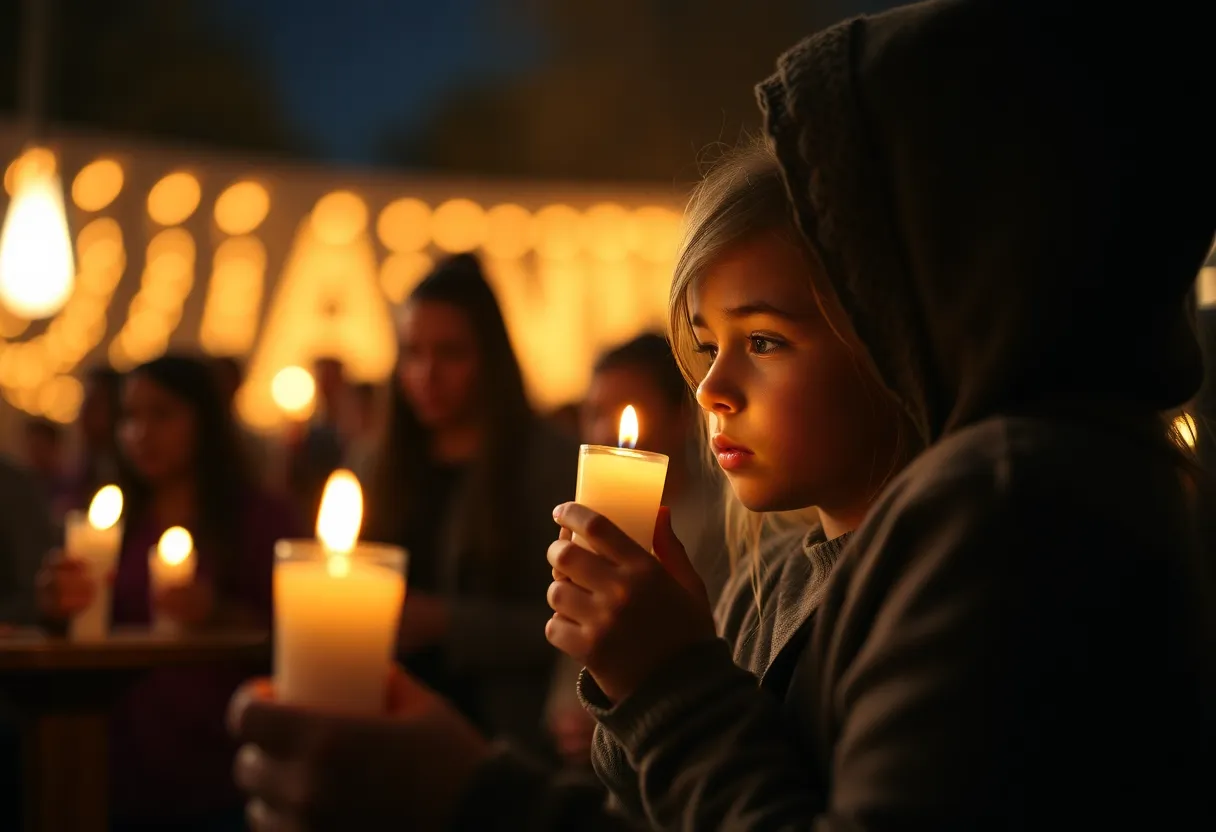 A somber candlelight vigil scene honoring lost children in the Bristol community.