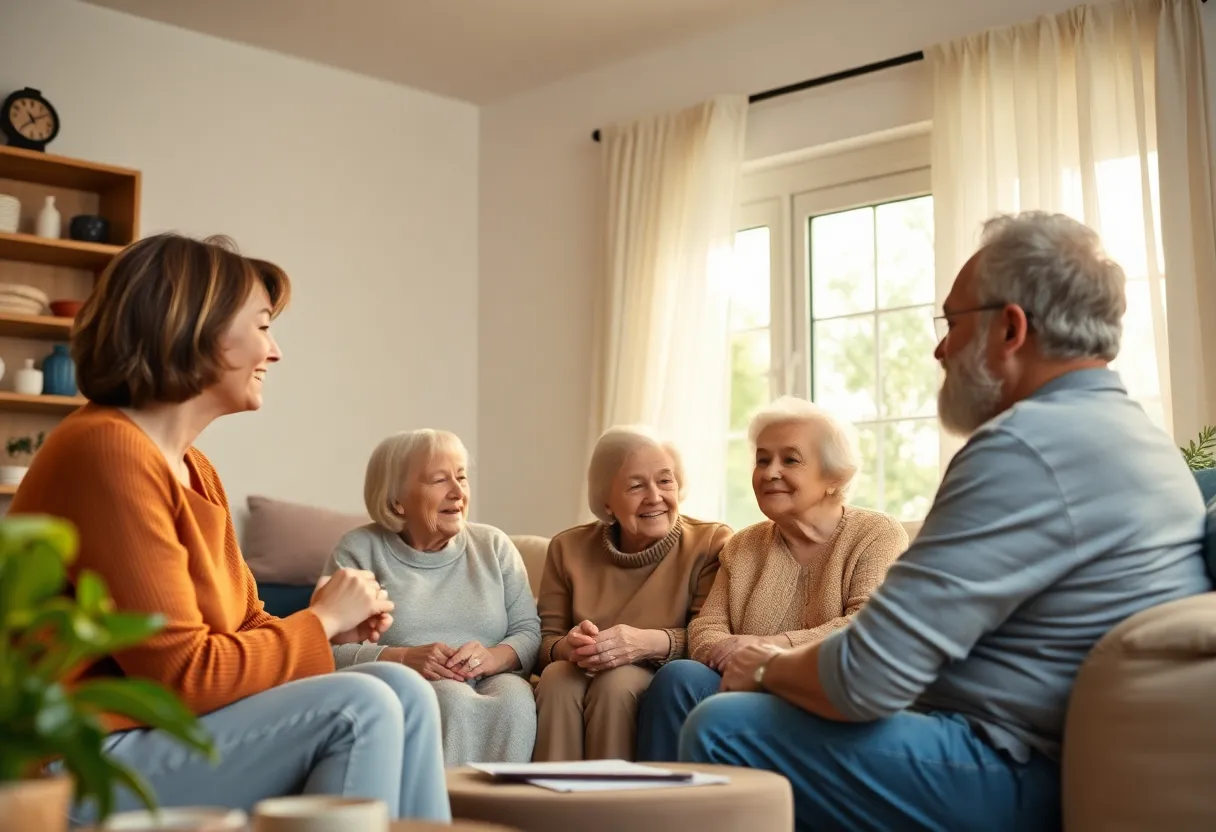 Family gathering celebrating the memory of a loved one